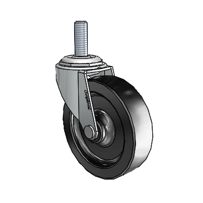 Regent Threaded Stem Zinc Swivel Caster with 3 x .8125 Black Polyolefin Wheel