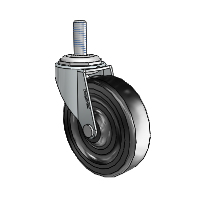 Regent Threaded Stem Zinc Swivel Caster with 3 x .8125 Black Hard Rubber Wheel