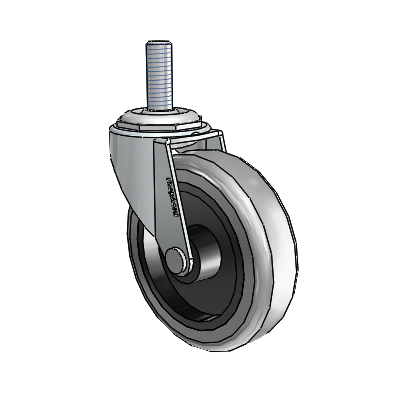 Regent Threaded Stem Zinc Swivel Caster with 3 x .8125 Grey Thermoplastic Rubber Wheel