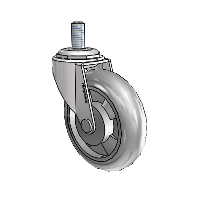 Roulette pivotante Regent à tige filetée, finition chrome brillant, équipée de 3 roues MonoTech grises de 0,8125
