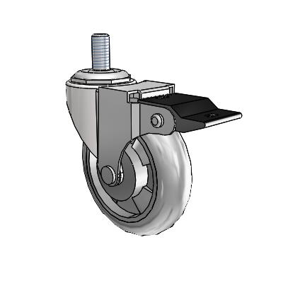 Regent Threaded Stem Bright Chrome Swivel Caster with 3 x .8125 Grey MonoTech Wheel and Top Lock Brake