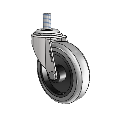 Regent Threaded Stem Bright Chrome Swivel Caster with 3 x .8125 Grey Thermoplastic Rubber Wheel