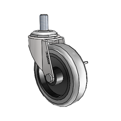 Regent Threaded Stem Bright Chrome Swivel Caster with 3 x .8125 Grey Thermoplastic Rubber Wheel and Side Brake