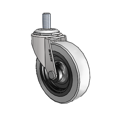 Regent Threaded Stem Bright Chrome Swivel Caster with 3 x .8125 Grey Thermoplastic Urethane Wheel