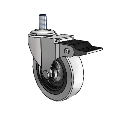 Regent Threaded Stem Bright Chrome Swivel Caster with 3 x .8125 Grey Thermoplastic Urethane Wheel and Top Lock Brake