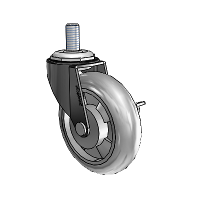 Regent Threaded Stem Black Oxide Swivel Caster with 3 x .8125 Grey MonoTech Wheel and Side Brake