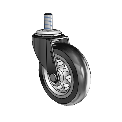 Regent Threaded Stem Black Oxide Swivel Caster with 3 x .8125 No-Matic Rubber Wheel