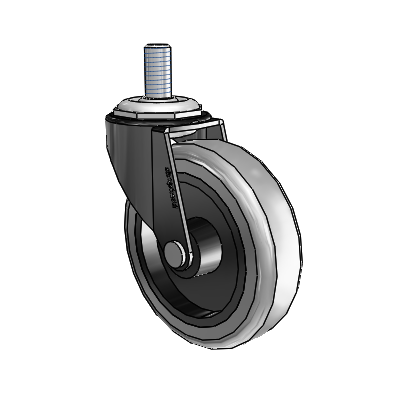 Regent Threaded Stem Black Oxide Swivel Caster with 3 x .8125 Grey Thermoplastic Rubber Wheel