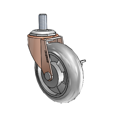 Regent Threaded Stem Copper Oxide Swivel Caster with 3 x .8125 Grey MonoTech Wheel and Side Brake