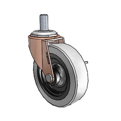 Regent Threaded Stem Copper Oxide Swivel Caster with 3 x .8125 Grey Thermoplastic Urethane Wheel and Side Brake