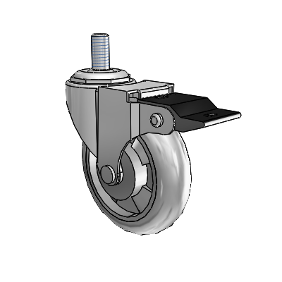 Regent Threaded Stem Polished Nickel Swivel Caster with 3 x .8125 Grey MonoTech Wheel and Top Lock Brake