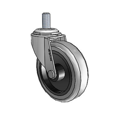 Regent Threaded Stem Polished Nickel Swivel Caster with 3 x .8125 Grey Thermoplastic Rubber Wheel