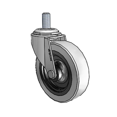 Regent Threaded Stem Polished Nickel Swivel Caster with 3 x .8125 Grey Thermoplastic Urethane Wheel