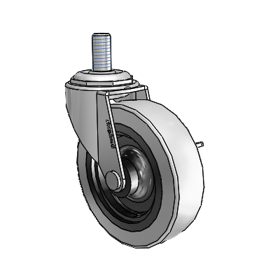Regent Threaded Stem Polished Nickel Swivel Caster with 3 x .8125 Grey Thermoplastic Urethane Wheel and Side Brake