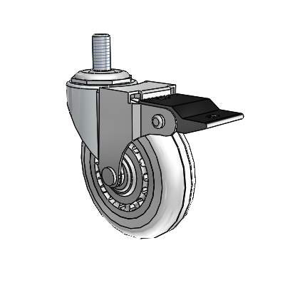 Regent Threaded Stem Zinc Swivel Caster with 3 x .8125 Clear Vipor Wheel and Top Lock Brake