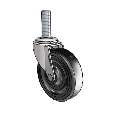 Regent Threaded Stem Bright Chrome Swivel Caster with 3 x .8125 Black Hard Rubber Wheel