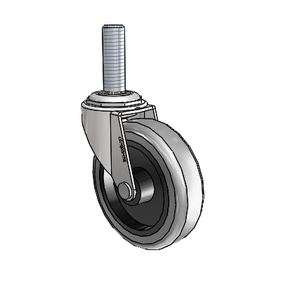 Regent Threaded Stem Bright Chrome Swivel Caster with 3 x .8125 Grey Thermoplastic Rubber Wheel