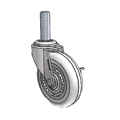 Regent Threaded Stem Bright Chrome Swivel Caster with 3 x .8125 Clear Vipor Wheel and Side Brake