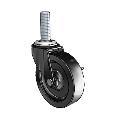 Regent Threaded Stem Black Oxide Swivel Caster with 3 x .8125 Polyolefin Wheel and Side Brake