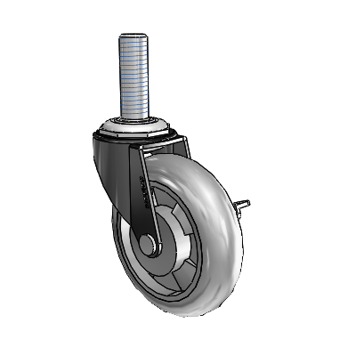 Regent Threaded Stem Black Oxide Swivel Caster with 3 x .8125 Grey MonoTech Wheel and Side Brake