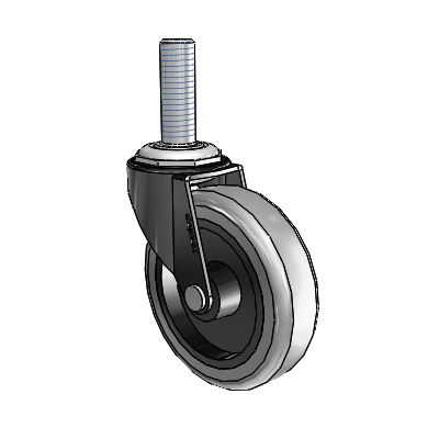 Regent Threaded Stem Black Oxide Swivel Caster with 3 x .8125 Grey Thermoplastic Rubber Wheel