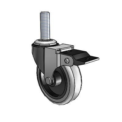 Regent Threaded Stem Black Oxide Swivel Caster with 3 x .8125 Grey Thermoplastic Rubber Wheel and Top Lock Brake