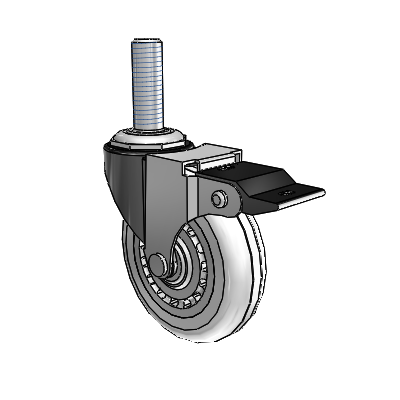 Regent Threaded Stem Black Oxide Swivel Caster with 3 x .8125 Clear Vipor Wheel and Top Lock Brake