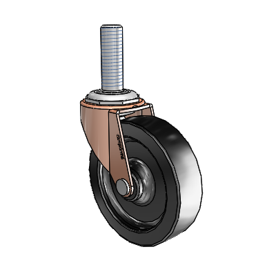 Regent Threaded Stem Copper Oxide Swivel Caster with 3 x .8125 Black Polyolefin Wheel