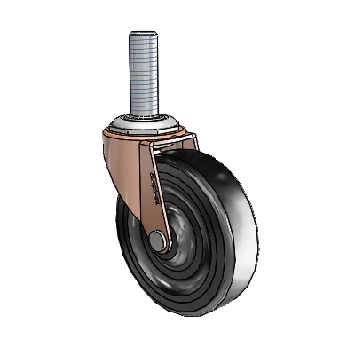 Regent Threaded Stem Copper Oxide Swivel Caster with 3 x .8125 Black Hard Rubber Wheel
