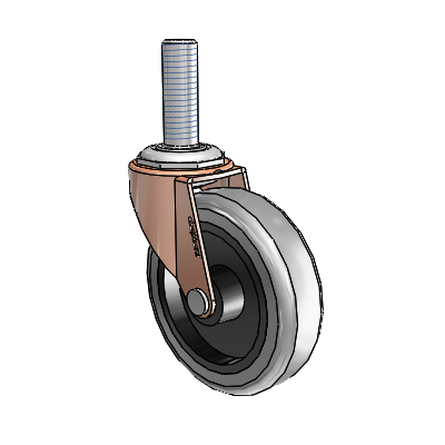 Regent Threaded Stem Copper Oxide Swivel Caster with 3 x .8125 Grey Thermoplastic Rubber Wheel