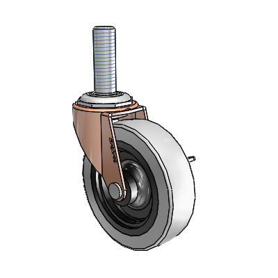 Regent Threaded Stem Copper Oxide Swivel Caster with 3 x .8125 Grey Thermoplastic Urethane Wheel and Side Brake