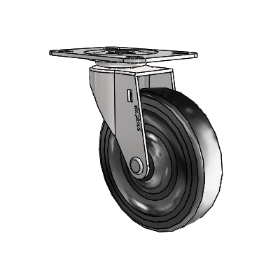 Regent Top Plate Bright Chrome Swivel Caster with 4 x .9375 Black Hard Rubber Wheel
