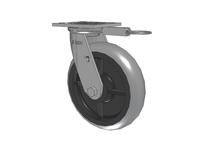 16 Series Top Plate Swivel Caster with 8 x 2 Grey Tread on Grey Core XP - X-treme Plus Solid Polyurethane Wheel