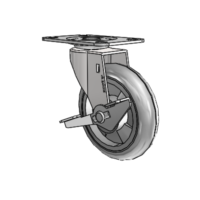 Regent Top Plate Bright Chrome Swivel Caster with 4 x .9375 Grey MonoTech Wheel and Side Brake