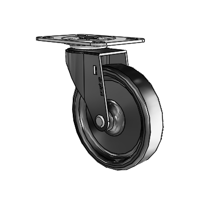 Regent Top Plate Black Oxide Swivel Caster with 4 x .9375 Polyolefin Wheel