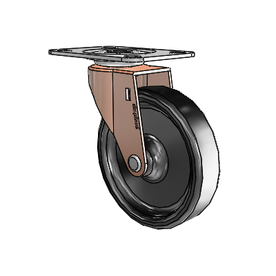 Regent Top Plate Copper Oxide Swivel Caster with 4 x .9375 Black Polyolefin Wheel
