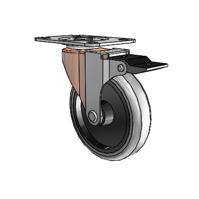 Regent Top Plate Copper Oxide Swivel Caster with 4 x .9375 Grey Thermoplastic Rubber Wheel and Top Lock Brake