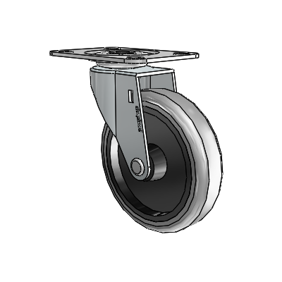 Regent Top Plate Zinc Swivel Caster with 4 x .9375 Grey Thermoplastic Rubber Wheel