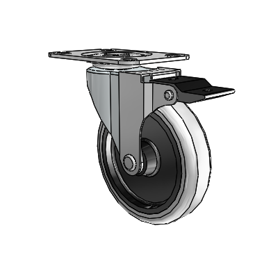 Regent Top Plate Zinc Swivel Caster with 4 x .9375 Grey Thermoplastic Urethane Wheel and Top Lock Brake