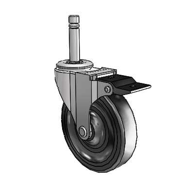 Regent Grip Ring Bright Chrome Swivel Caster with 4 x .9375 Black Soft Rubber Wheel and Top Lock Brake