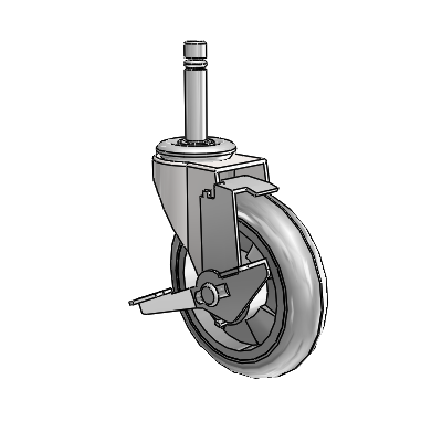 Regent Grip Ring Bright Chrome Swivel Caster with 4 x .9375 Grey MonoTech Wheel and Tread Lock Brake