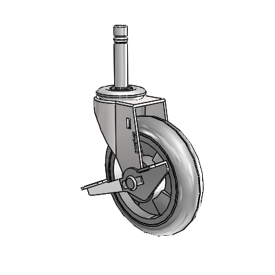 Regent Grip Ring Bright Chrome Swivel Caster with 4 x .9375 Grey MonoTech Wheel and Side Brake