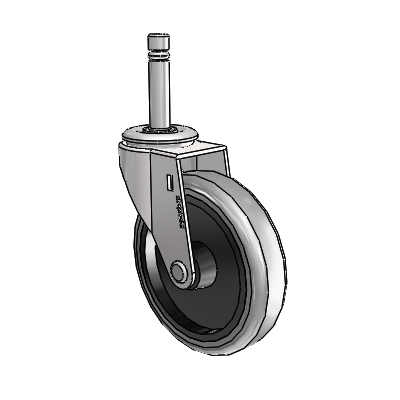 Regent Grip Ring Bright Chrome Swivel Caster with 4 x .9375 Grey Thermoplastic Rubber Wheel