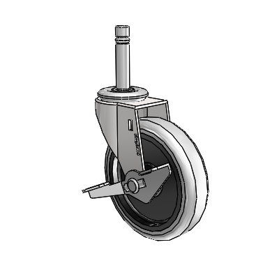 Regent Grip Ring Bright Chrome Swivel Caster with 4 x .9375 Grey Thermoplastic Urethane Wheel and Side Brake