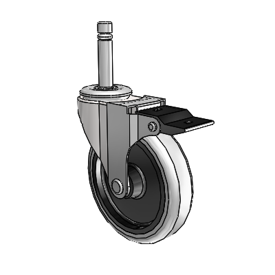 Regent Grip Ring Bright Chrome Swivel Caster with 4 x .9375 Grey Thermoplastic Urethane Wheel and Top Lock Brake