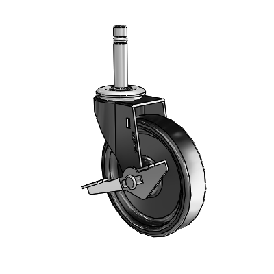 Regent Grip Ring Black Oxide Swivel Caster with 4 x .9375 Polyolefin Wheel and Side Brake