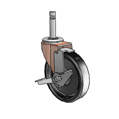 Regent Grip Ring Copper Oxide Swivel Caster with 4 x .9375 Black Polyolefin Wheel and Tread Lock Brake