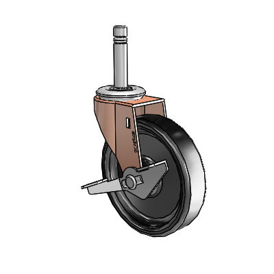 Regent Grip Ring Copper Oxide Swivel Caster with 4 x .9375 Black Polyolefin Wheel and Side Brake