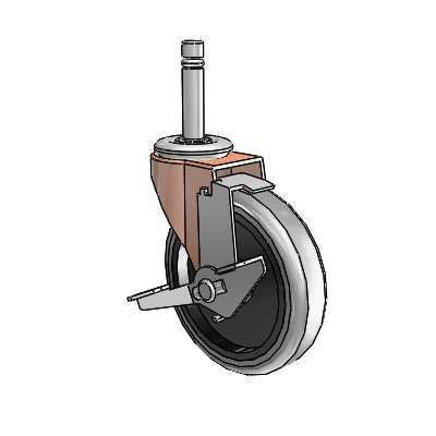 Regent Grip Ring Copper Oxide Swivel Caster with 4 x .9375 Grey Thermoplastic Rubber Wheel and Tread Lock Brake
