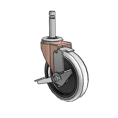 Regent Grip Ring Copper Oxide Swivel Caster with 4 x .9375 Grey Thermoplastic Urethane Wheel and Tread Lock Brake